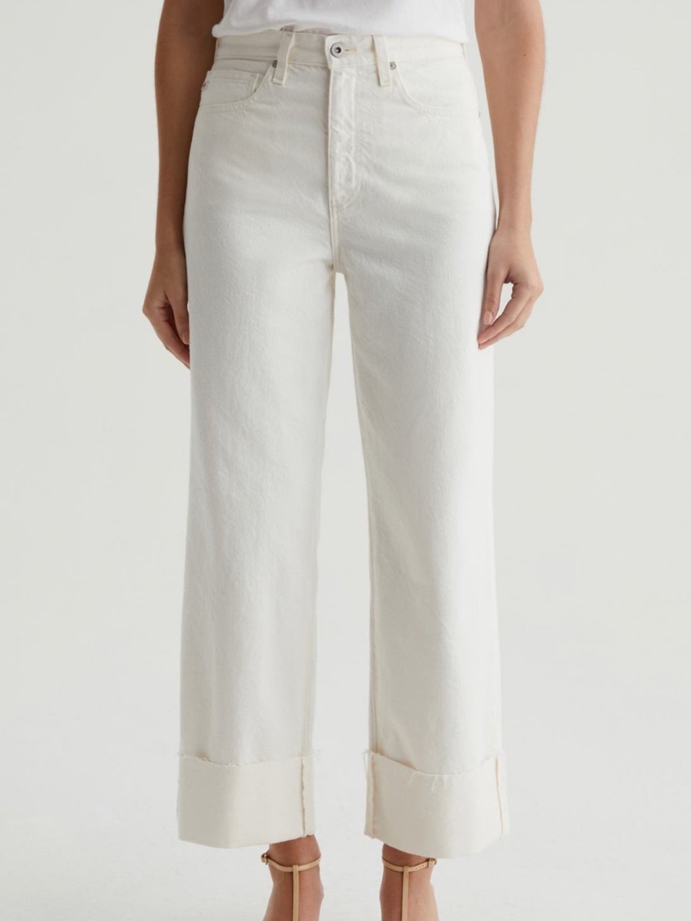 AG Kora Ankle Ecru Off white cuffed denim jeans size 28 NWT
